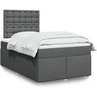 vidaXL Boxspring met matras stof donkergrijs 120x200 cm