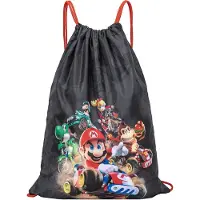 Super Mario Mario Kart World Gymtas Jongens – Zwemtas met Mario, Luigi, Yoshi, Peach en Donkey Kong – Zwart en Rood