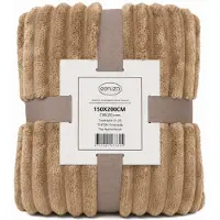 Ceruzo Fleece Deken 150x200 cm – Camel –Zachte Plaid - 280 g/m² - Woondeken