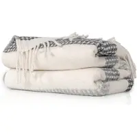 ANRO Plaid Geometrisch Grijs 130x160cm – Woondeken Bankdeken Katoenmix Met Franjes Sprei Woonkamer