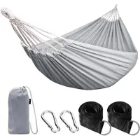Famanu – Outdoor katoenen hangmat, 210 x 150 cm, draagvermogen tot 200 kg, inclusief draagtas, voor patio, tuin en tuin, lichtgroen