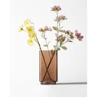 HEMA Vaas ⌀12x22cm Kub Glas Bruin (bruin)