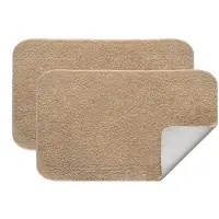 Famanu – Antislip badmatset, 2 stuks, absorberende badkamermatten, groot tapijt voor binnen, keuken en badkamer, afmetingen 40x60 cm, beige