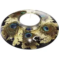 Gilde Waxine licht houder ufo xl- pauwenveer waxinelichthouder 18 cm doorsnede