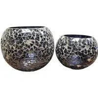 Gilde Waxinelichthouder cosi Set van twee waxinelichthouders groot en klein10 en 13 cm hoog windlicht kleur brons warm