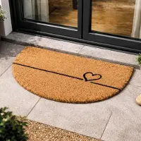 Famanu – Natuurlijk Deurmat Kokos Hartlijn Design Halve Cirkel 40x60cm