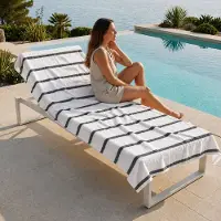 Komfortec Strandhanddoek 100x180 cm, Katoen, Grote Badhanddoek met Streepdessin, Zacht & Absorberend, Ideaal voor Strand, Zwembad en Vakantie
