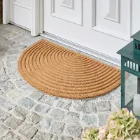 Famanu – Moderne deurmat voor de voordeur, kokosmat 60 x 90 cm, halfrond en antislip, robuuste vuilvangmat voor binnen en buiten