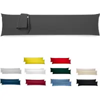 Famanu – Set van 2 kussenslopen van 40x145 cm, 100% polyester microvezel, met ritssluiting, hypoallergeen en ademend, donkergrijs