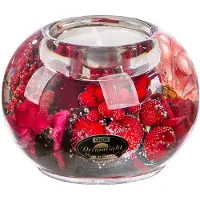 Gilde waxinelichthouder met rode bloemen - 8x9 cm handgemaakte glazen waxinelicht houder - sfeervolle windlicht decoratie