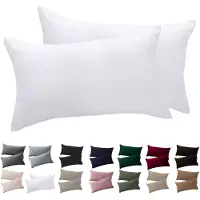 Famanu – Kussenhoezen set van 2, 40 x 80 cm, wit, 100% microvezel, strijkvrij en kreukvrij met ritssluiting