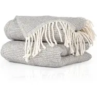 ANRO Emma Plaid Grijs 130x160 cm - Katoenmix - Met franjes