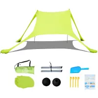 Famanu – Strandtent 2 x 2,1 m, pop-up met 50 zonwering, anti-wind, met ijzeren stabiliteitsstangen en zandzakken, voor strand, achtertuin, camping en reizen