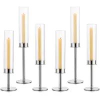 Unyqoos Elegante zilverkleurige kandelaar set met glazen houder voor sfeervolle decoratie