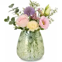 Plume Living Vaas Floran - transparant groen - D17 x H20 cm - glas - bloemenvaas - voor stelen en boeketten