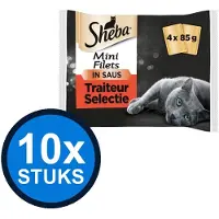 Sheba 10x - Mini Filets pouch saus traiteur sel mp 4x85gr - Kattenvoer Natvoer - 340 g