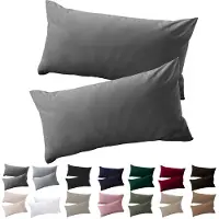 Famanu – Kussenslopen set van 2, 40 x 80 cm, antraciet, 100% microvezel, strijkvrij en kreukvrij met ritssluiting