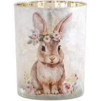 Clayre & Eef Waxinelichthouder Grijs Glas