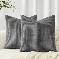 Famanu – Houtskool kussenhoezen van 40 cm x 40 cm, kleurrijke corduroy kussenslopen voor woonkamer en slaapkamer, set van 2 met onzichtbare rits