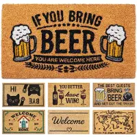 Famanu – Kokos deurmat voor binnen en buiten, grappig ontwerp met beer, 40 x 70 x 1,5 cm, stevige vloermat voor een vrolijke entree