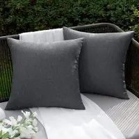 Famanu – Kussenslopen voor buiten, waterdicht, decoratieve kussenhoezen van polyester, voor tuin, bank, woonkamer, bed, set van 2, 45 x 45 cm, donkergrijs