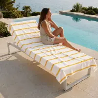 Komfortec Strandhanddoek 100x180 cm, Katoen, Grote Badhanddoek met Streepdessin, Zacht & Absorberend, Ideaal voor Strand, Zwembad en Vakantie