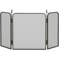 HOMCOM -Kaminschutzgitter-Metall-96L x 1,3B x 56H cm-Schwarz