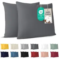 Famanu – Kussenslopen set van 2 voor kussens van 65 x 65 cm, antraciet katoen 100% jersey, ideaal als kussenbeschermer voor beddengoed, hypoallergeen
