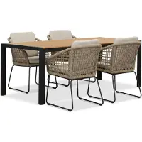 LUX outdoor living Manchester/Tulum Sahara Dust dining tuinset | 4 personen | polywood + touw | 205cm
