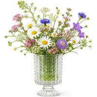 Alessandro bloemenvaas Margaret - transparant bewerkt glas - H18 cm - cilinder vorm - op voet