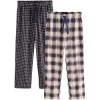 Next - Heren - Set van 2 comfortabele jersey pyjamabroeken met ruiten - Blauw