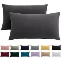 Famanu – Kussensloop set van 2, 40 x 80 cm, antraciet, 100% microvezel, kreukvrij en met ritssluiting