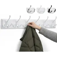Famanu – Wandkapstok in wit met 6 haken, 59 cm breed, ideaal voor het ophangen van jassen en accessoires