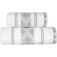 Greno Azteka Handdoek 50x90 Wit - Zacht 100% Katoen