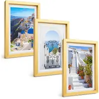 Tulup 4-Delige Schilderij Set - Uitzichten op Santorini en de Griekse architectuur van de stad Oia. - 20 x 30 cm - Muurdecoratie - Wanddecoratie - Slaapkamer