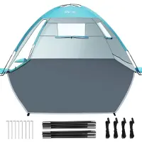 Famanu – Grote strandtent voor 3-4 personen met draagbare UV-bescherming, lichtgewicht zonwering, ideaal voor strand, tuin, vissen en picknick