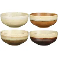Mica Decorations Kommen Set 4 Stuks - Schaaltjes Set van Steengoed - Ontbijtkommen, Dessertkommen en Snackkommen - Ø11 x 5,5 cm - Aardetinten