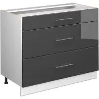Vicco Keukenonderkast Fame-Line, Antraciet Hoogglans/Wit, 100 cm zonder werkblad