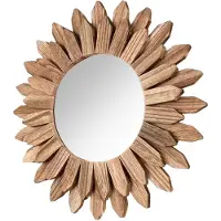 Famanu – Kleine ronde wandspiegel met drijfhouten frame, diameter 50 cm, rustiek en natuurlijk bruin, voor badkamer en woonkamer