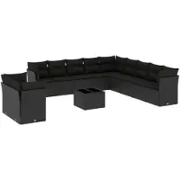 vidaXL 12-delige Loungeset met kussens poly rattan zwart