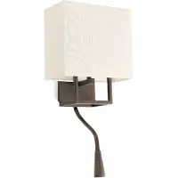 Faro Vesper - wandverlichting met schakelaar - 22 x 15 x 45 cm - 1W LED incl. - bruin en beige