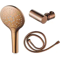 FortiFura Calvi Handdoucheset - ø12 - rond - 3 straalsoorten - met houder - met anti twist slang - 150cm - PVD - geborsteld koper SW970047/SW970044/SW970048