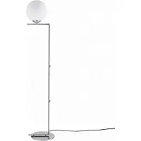 Alpinaluz Bolvormige staande lamp, E27 fitting, wit glas en verchroomd metaal, moderne Scandinavische stijl, diameter 22 cm, geschikt voor woonkamer en slaapkamer