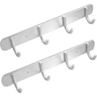 MaxPower 2X Aluminium 4 Hangers Handdoek Hoed Jas Kleding Wandmontage Rack Haken