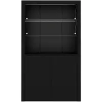 MODFU - Vitrinekast - LEDverlichting - 2 Deuren - Zwart - 100 X 35 X 170 Cm