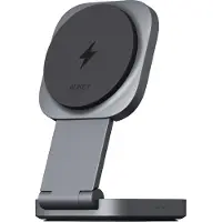 Aukey MagFusion 2-in-1 Wireless Charging Station - Grijs