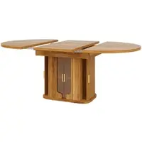 STILVORA Uitschuifbare Eettafel - Rond Naar Ovaal Met Opberglades En Glazen Fronten - Voor Eethoek En Woonkamer - MDF - 118-158x118x77 Cm - Walnoot