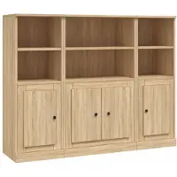 vidaXL Hoge kasten 3 st bewerkt hout sonoma eikenkleurig