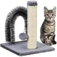 Famanu kraboom met ontklitboog - 2-in-1 krabmeubel voor katten - grijs