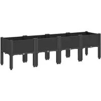 vidaXL Plantenbak met poten 160x40x42 cm polypropeen zwart